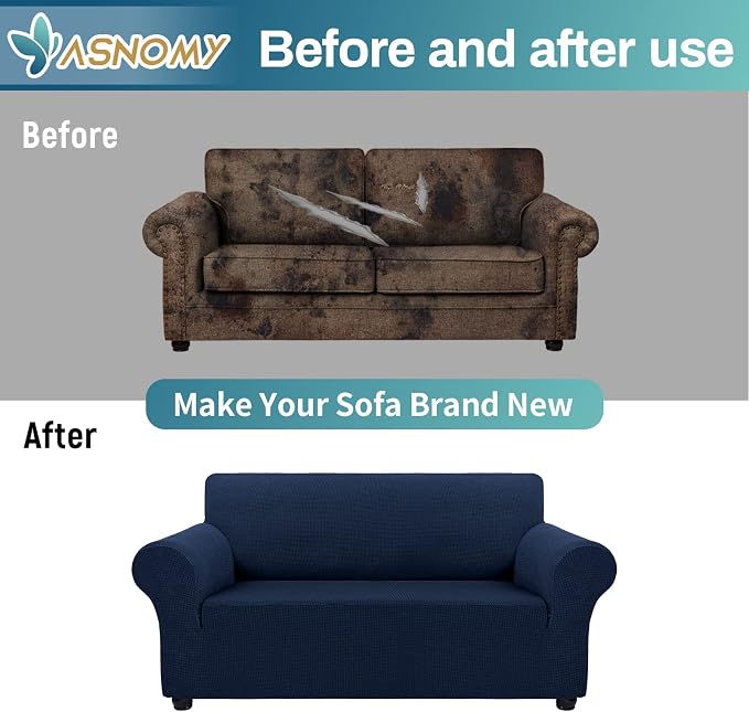 Asnomy Sofa Covers for 2 Cushion Couch Stretch loveseat Covers Slipcovers - Image 7