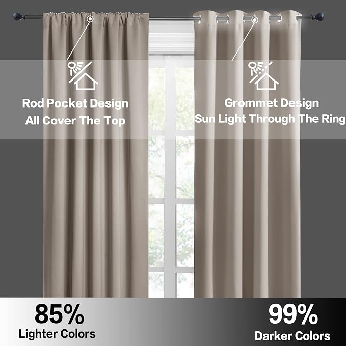 RYB HOME Blackout Curtains for Bedroom Living Room 72 inches Long, Thermal - Image 6