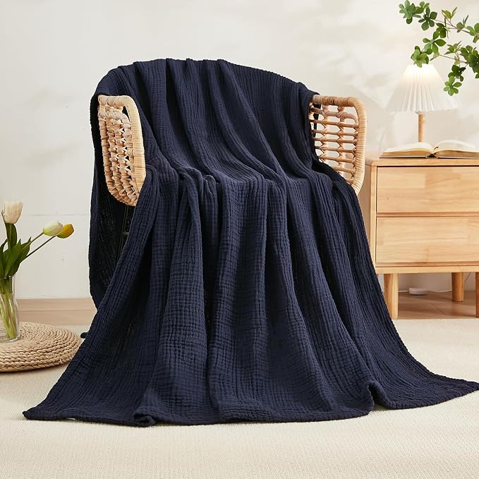 EMME Cotton Throw Blanket for Couch Soft Muslin Blankets 50"x60" Lightweight - Image 5