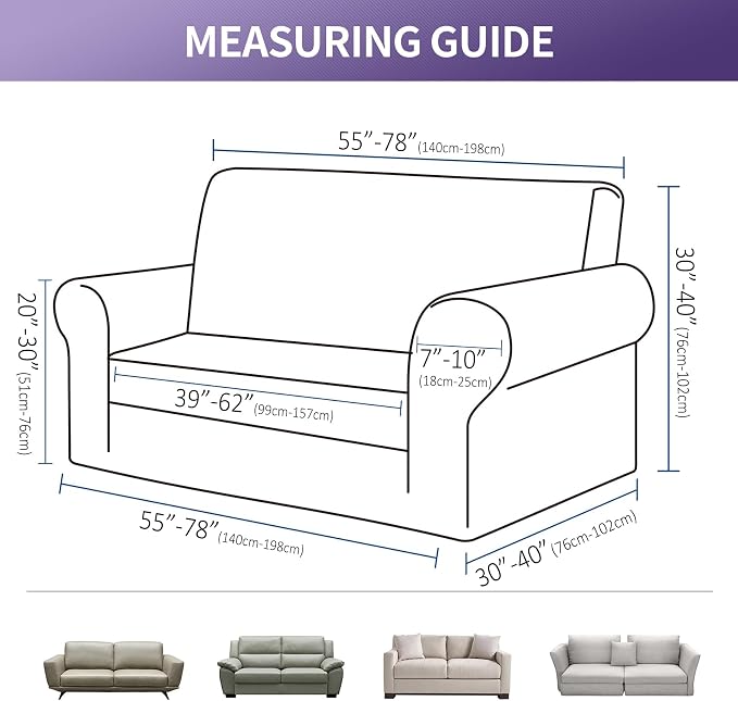 Joccun Stretch Loveseat Couch Cover, Water Repellent Sofa Slipcover - Image 2