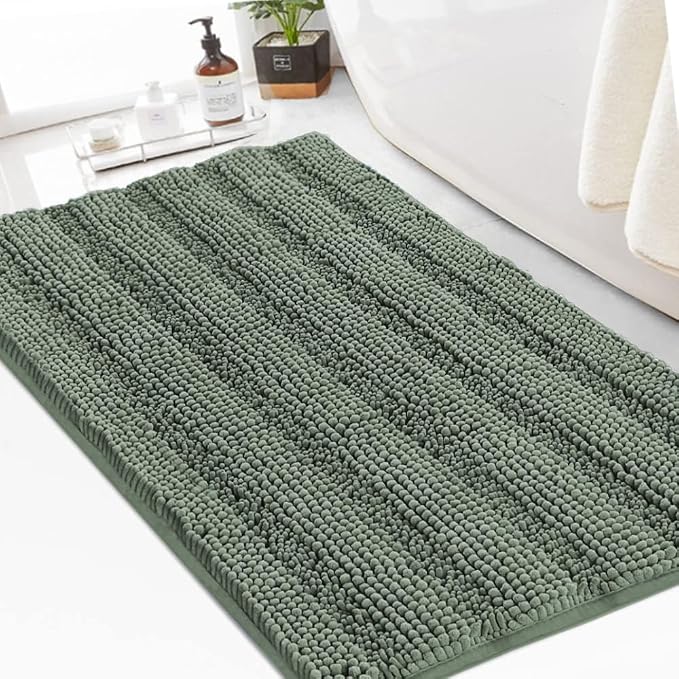 Turquoize Chenille Bath Rugs Shaggy Bathroom Rugs Non Slip Bath Mat by Turquoize