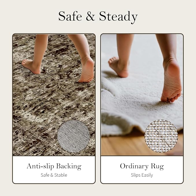 Area Rugs 5x7, Washable Brown Rugs - Image 9