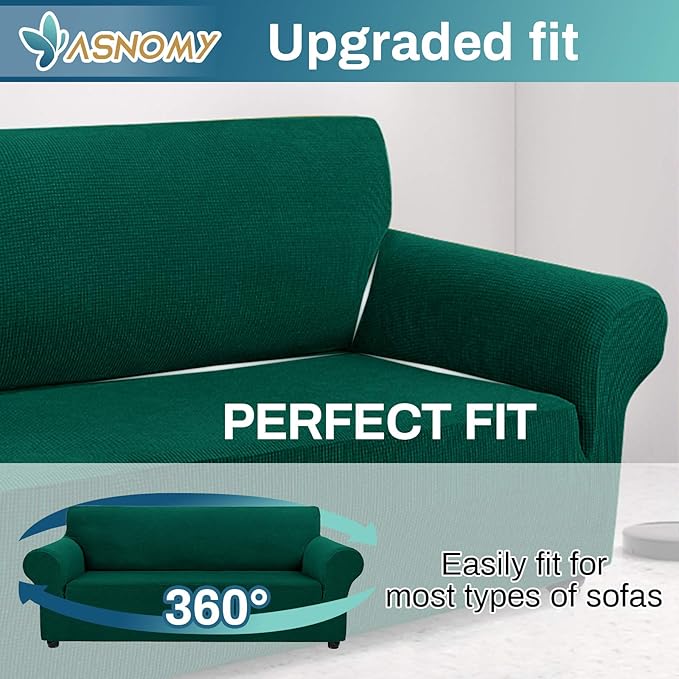 Asnomy Couch Covers for 3 Cushion Couch Stretch Sofa Covers Slipcovers - Image 4
