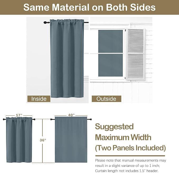 OVZME Stone Blue Blackout Curtains - Image 2