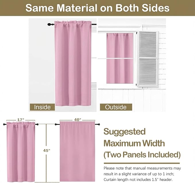 OVZME Pink Short Blackout Curtains - Image 2