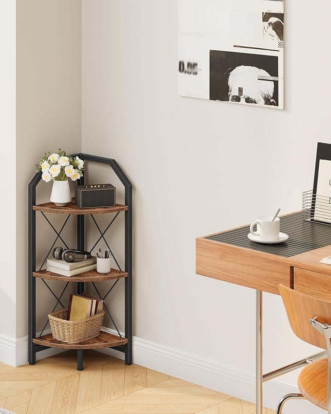 CHOEZON 3-Tier Corner Shelf, Industrial Corner Bookshelf, 35.4" Storage Stand - Image 7