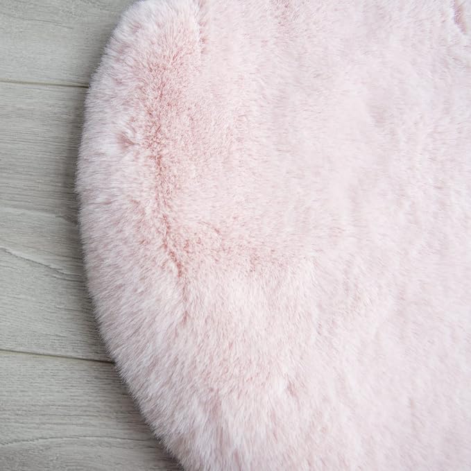 ORINOVA Small Pink Fuzzy Faux Rabbit Shaggy Fur Rug Furry Washable Runner Rug - Image 8