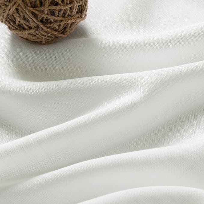 Nanspring Ivory Linen Blend Light Filtering Curtains 86 Inch Length 2 Panel Set - Image 5