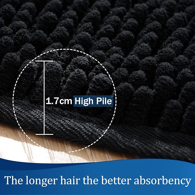 LOCHAS Luxury Bathroom Rug Shaggy Bath Mat 24 x 70 Inch, Washable Non Slip Bath - Image 5