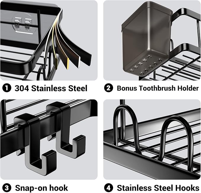 AKTECKE Corner Shower Caddy, 2 Pack Adhesive Shower Corner Organizer Shelves - Image 4