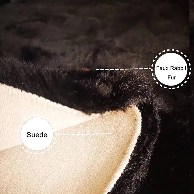 Ghouse Soft Faux Sheepskin Fur Rug Runner Rug 2x6 Black Fluffy Bedside Plush - Image 2