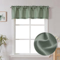 Chyhomenyc Sage Green Valance for Windows, Faux Linen Slub Textured Semi Sheer by Chyhomenyc