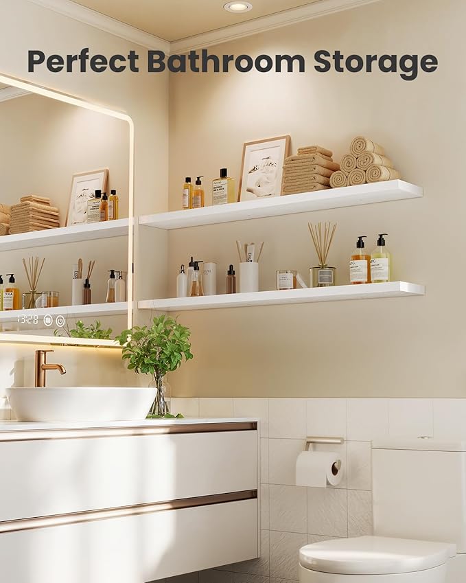 AMADA HOMEFURNISHING 35.4" L Floating Shelves, Wall Shelves Set of 3 - Image 8
