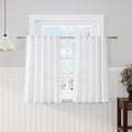 Nanspring Farmhouse Rustic White Linen Curtains 45 Inch Length Semi-Sheer Back by Nanspring