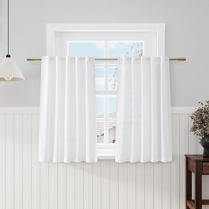 Nanspring 45 Inch Linen White Curtains by Nanspring