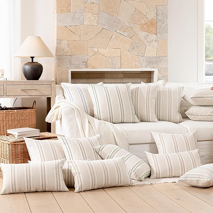 Hckot Throw Pillow Covers 16x16 Set of 2 Tan Pillow Covers Farmhouse Decorative - Image 6