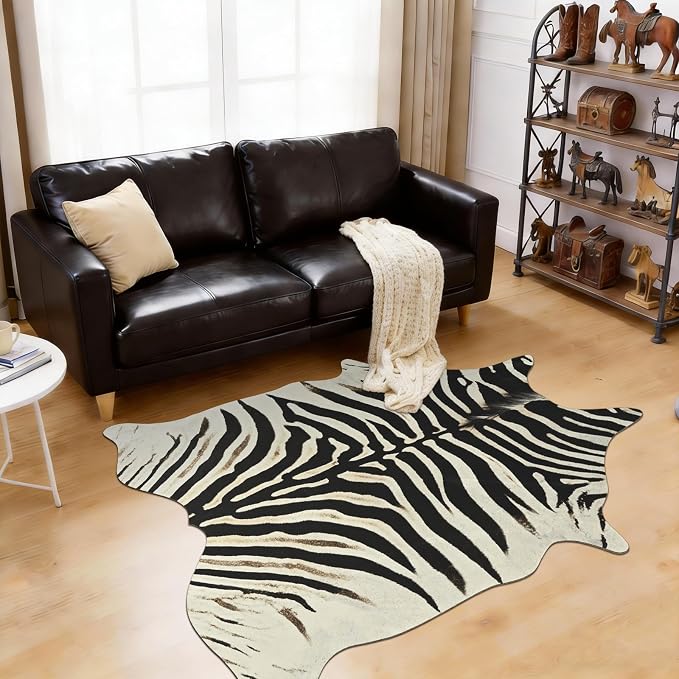 BENRON Zebra Print Area Rug, Cute Animal Hides and Skins - Image 3