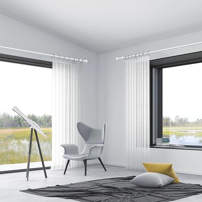 Thestoa Curtain Rods for Windows 30-46 Inch, 5/8" White Curtain Rods, Stainless - Image 4