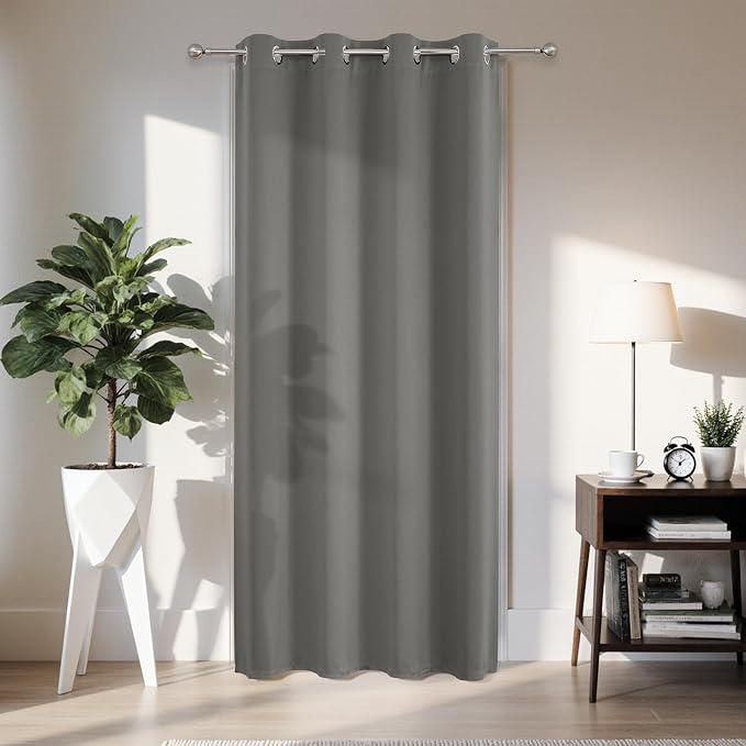 Joydeco Blackout Door Curtain for Doorway Privacy 72 Inches Long, Grommet by JOYDECO