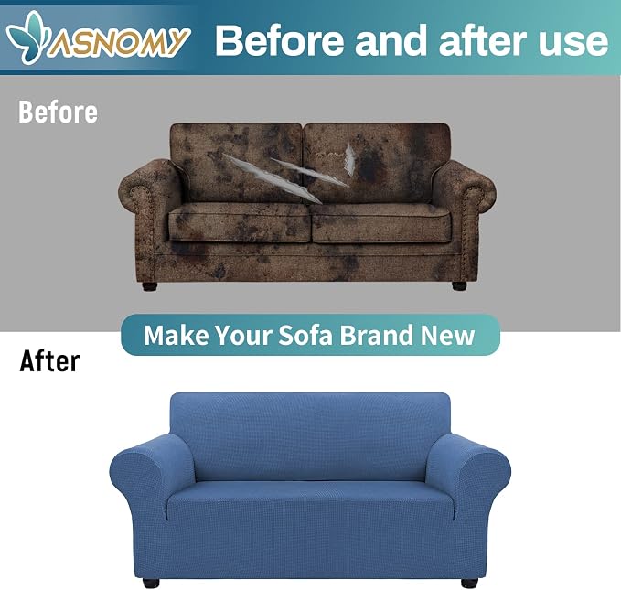 Asnomy Sofa Covers for 2 Cushion Couch Stretch loveseat Covers Slipcovers - Image 7