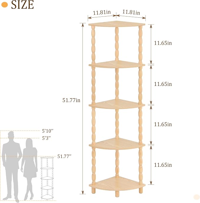 MaxSmeo Corner Shelf, 5-Tier Corner Bookshelf - Image 3