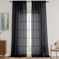 OVZME Black Sheer Curtains 120 Inches Long 2 Panels Set, 59 Inch Extra Wide by OVZME