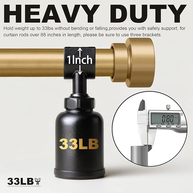 Lootkell 2 Pack Modern Gold Curtain Rods - Image 5