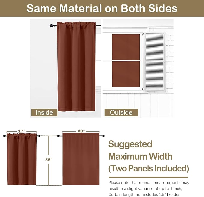 OVZME Kitchen Curtains for Small Window Treatment, Light Filtering Short Cafe - Image 2