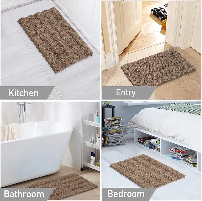 Turquoize Chenille Bathroom Rugs Set Non-Slip Bath Mats - Image 6