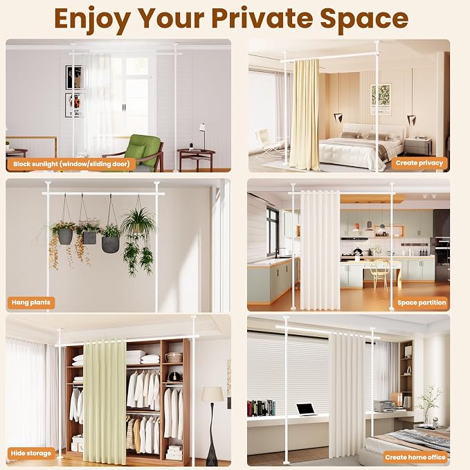 Bonpally Room Divider Curtain Rod, No Drilling Room Separator - Image 7