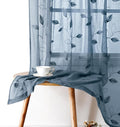 HOMEIDEAS Stone Blue Floral Sheer Curtains 63 Inches Long 2 Panels Embroidered by HOMEIDEAS
