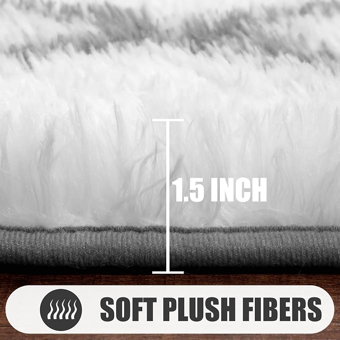 ONASAR 8x10 Area Rugs for Living Room, Fluffy White and Grey Rug for Bedroom - Image 2
