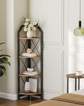 CHOEZON 4-Tier Rustic Brown and Black Corner Shelf, 4-Shelf Industrial Corner by Choezon