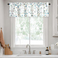 Leeva Floral Kitchen Valances for Windows, Smooth Linen Textured Short Curtains by Leeva