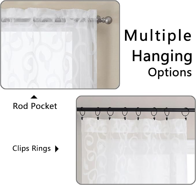 OWENIE Furman White Sheer Curtains Valances - Image 5