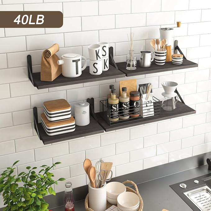 YGEOMER Floating Shelves for Wall, Different Sizes Weathered Gray Wall Shelves - Image 5