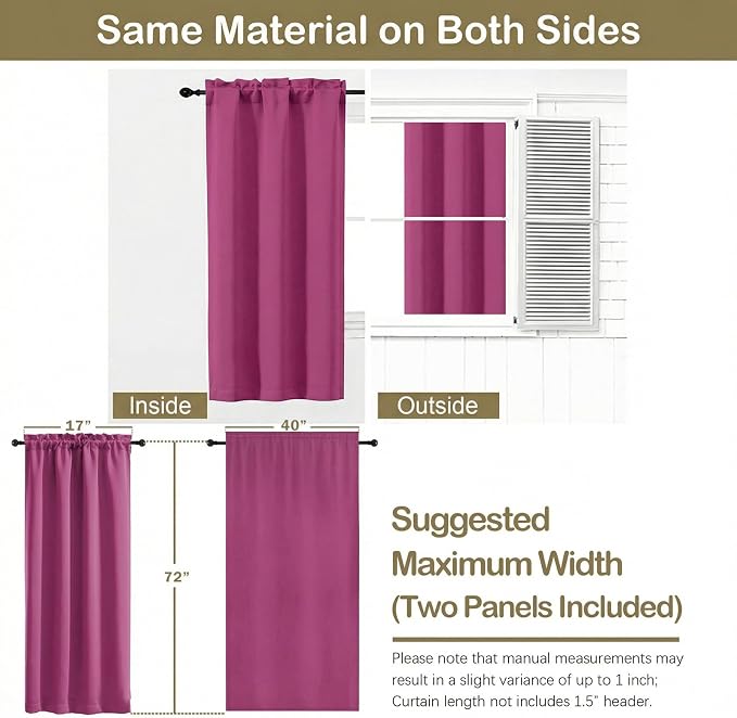 OVZME Hot Pink Blackout Curtains - Image 2