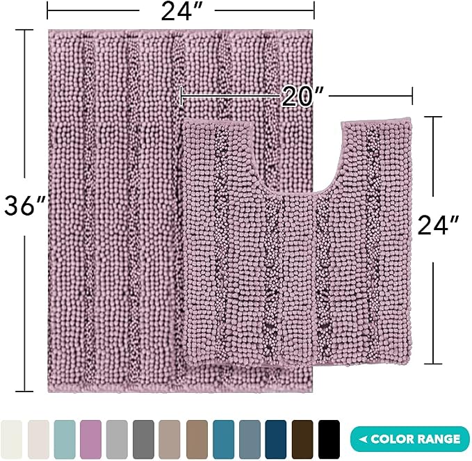 Turquoize Bathroom Rugs Set Non-Slip Bath Mats - Image 2