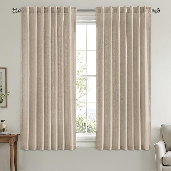 MIULEE Non-See-Through Privacy Linen Curtains 2 Panels, Light Filtering Window - Image 3