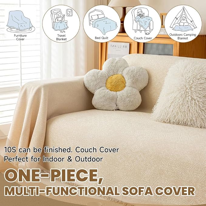 ROOMLIFE Boho Beige Couch Cover - Image 7