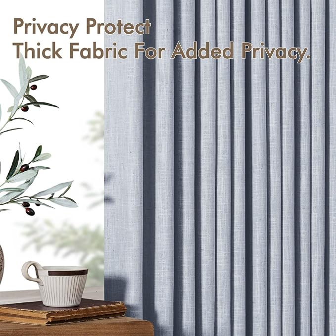 MIULEE Pinch Pleated Thick Linen Curtains 108 Inches Length 2 Panels - Image 7
