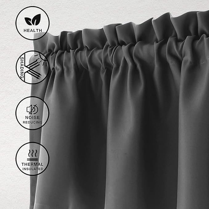 Hiasan Valance Curtains for Kitchen Blackout Thermal Insulated Solid Window - Image 2
