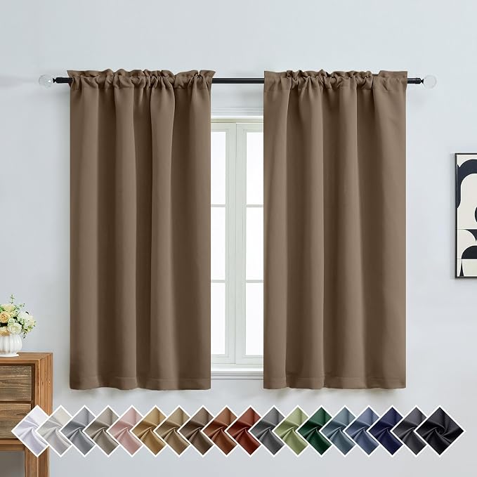 OVZME Brown Short Blackout Curtains by OVZME