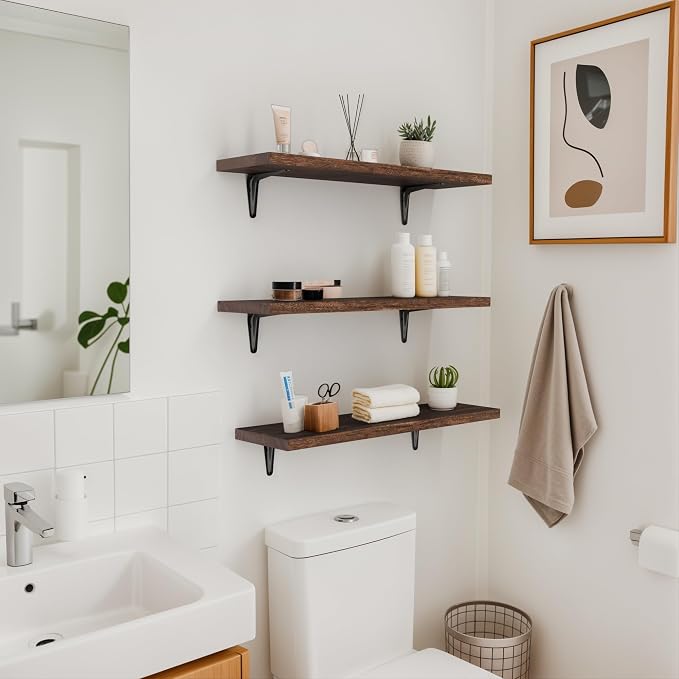 SKYSEN Floating Shelves for Wall Set of 6, 23.6in Wood Wall Shelf for Decor - Image 7