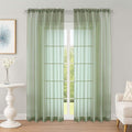OWENIE Sage Green Sheer Curtains 72 Inches Long 2 Panels Set, Transparent Voile by OWENIE
