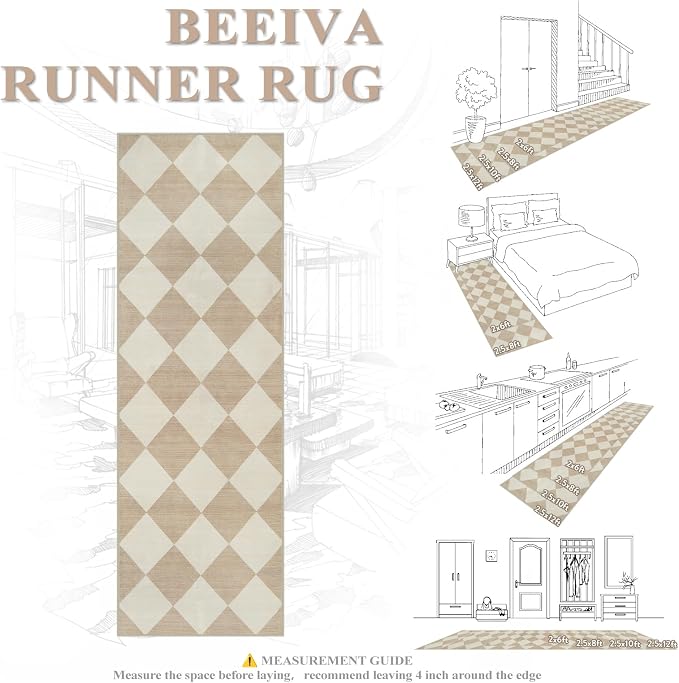 Beeiva Checkered Print Carpet Runners - Image 7