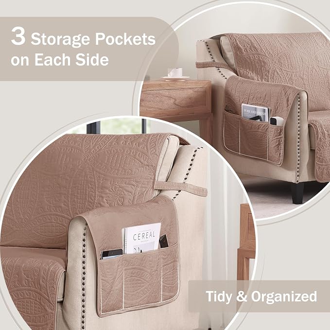 Quilted Recliner Chair Covers, Water-Repellent Recliner Slipcovers, Recliner - Image 4