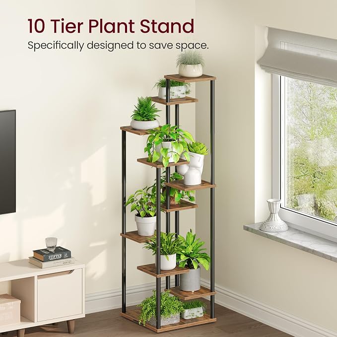 Yzosvki 10 Tier Plant Stand Indoor, Tiered Corner Plant Shelf Flower Stand - Image 5