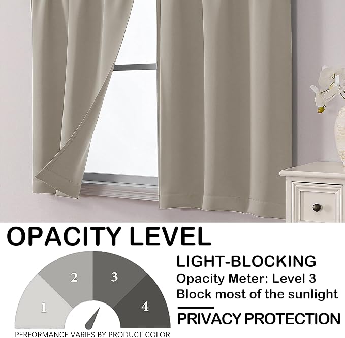OVZME Stone Curtains for Small Window Treatment, Light Blocking Short Kitchen - Image 6