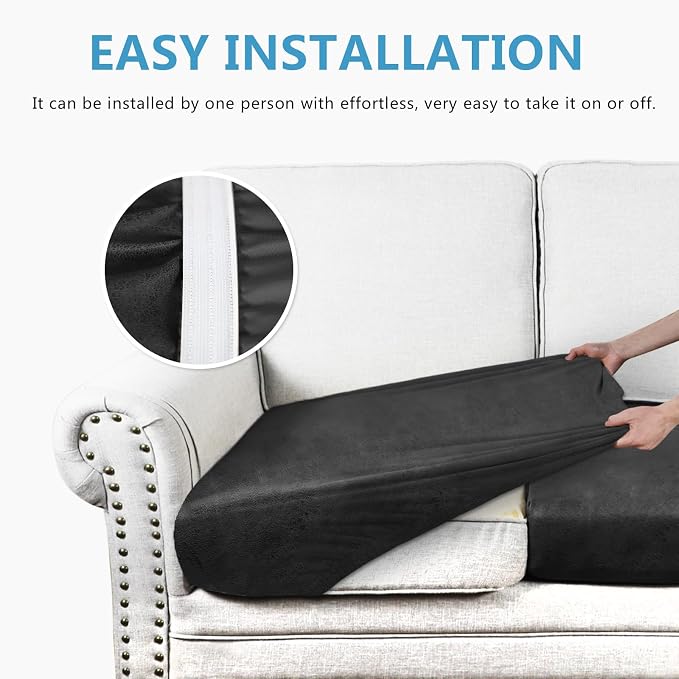 Leather Look Couch Cushion Covers Sofa Seat Slipcovers Sets Couches Furniture - Image 6
